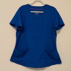 Purple label by healing hands, royal blue scrub top, size 2XL